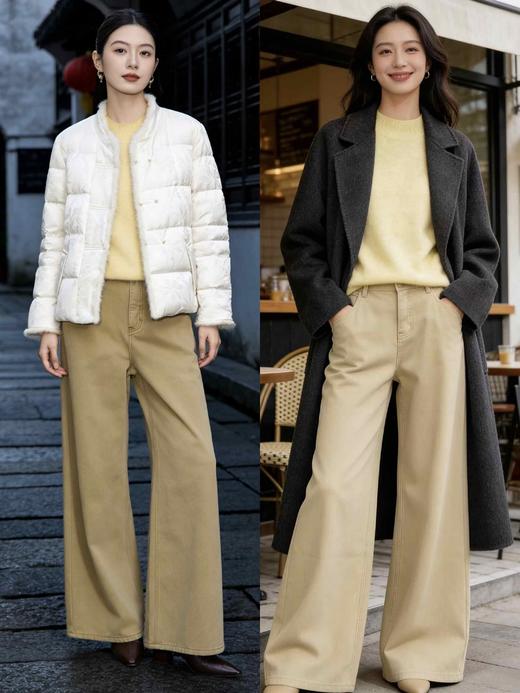 58S819加绒阔腿牛仔裤 商品图0