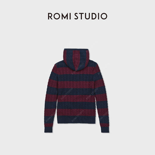 ROMI STUDIO"校园卫衣"复古条纹针织立体绞花连帽外套 RWDSW62046 商品图1