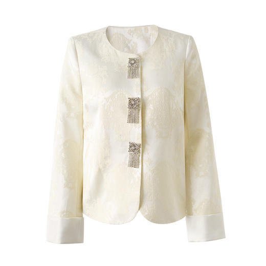 「高货wl」全新升级【铂金会员395/天猫529/差价134】(12017)洛诗琳新中式棉麻提花外套2026春季新款国风重工钉珠上衣 商品图4