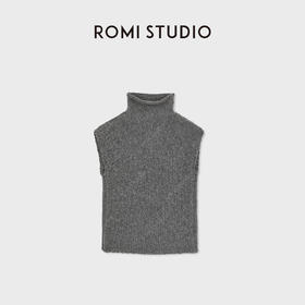 ROMI STUDIO“优雅格调”100%羊毛粗针高领绒感无袖毛衫 RWDSST1628
