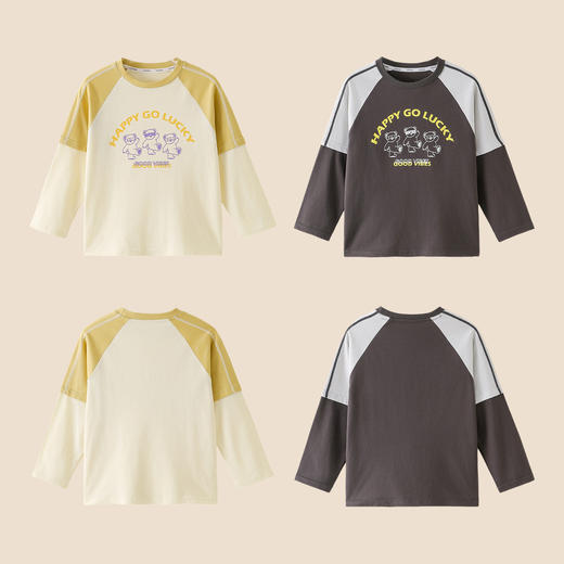 【10A抗菌纯棉】棉花堂三只小熊假两件长袖童装T恤 -FA61025 商品图5