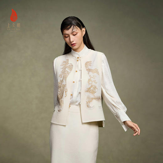 上久楷新中式轻奢女式宋锦女式羊绒马甲 夏五吟梅图 CY1045206015 商品图1