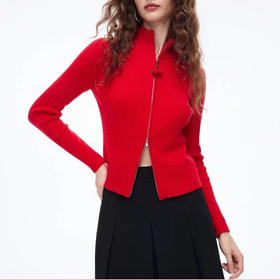 红色毛衣羊毛衫 | 简约修身、柔软保暖、红色经典设计、彰显高级质感、时尚百搭【HZ】