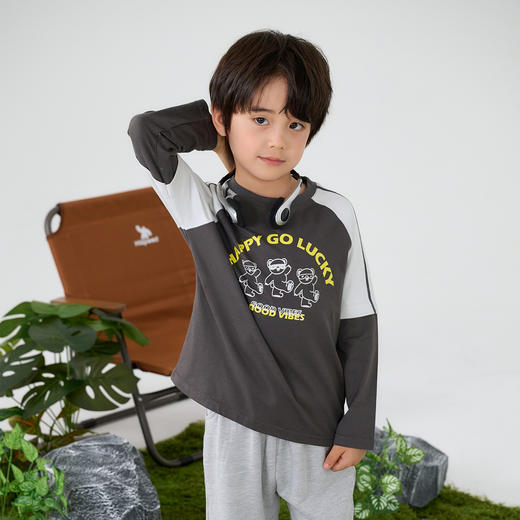 【10A抗菌纯棉】棉花堂三只小熊假两件长袖童装T恤 -FA61025 商品图6