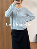 专柜实拍【绵羊毛+桑蚕丝】拉夏贝尔/La Chapelle简约气质小V领刺绣针织开衫长袖上衣~慵懒高级感★ 商品缩略图3