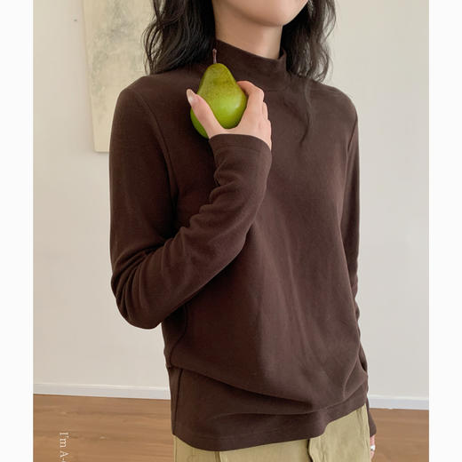 随机送ins风项链一条！双面澳绒中领&堆堆领暖肤衣打底衣女 秋冬休闲长袖保暖内搭上衣 商品图4