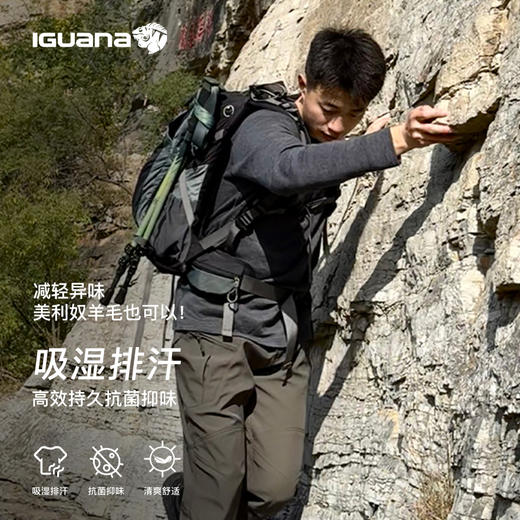 IGUANA可机洗新品男式美利奴羊毛长袖T恤速干户外徒步（内购专享） 商品图3