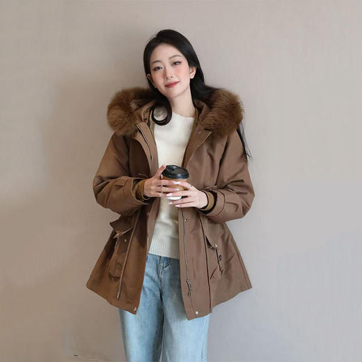 SUSX品牌直发 新款暖冬狐狸毛领兔毛内胆可拆卸派克服（预售15天发货） 商品图1