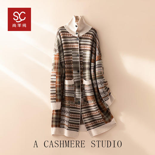 100%Baby小山羊绒~复古羊绒开衫立领中长款外套BABY260530 商品图0