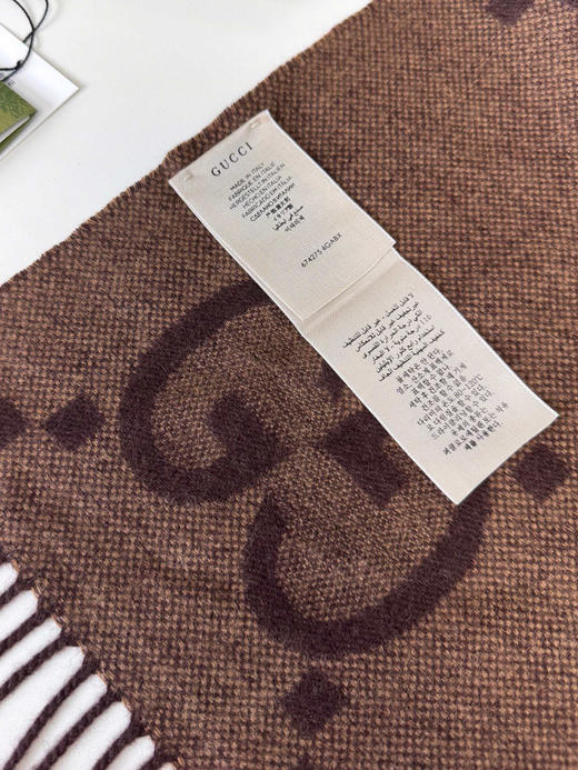 秋冬特惠💰260 古驰围巾 大G流苏 新爆款  经典双大g 双面提花流苏围巾 商品图8