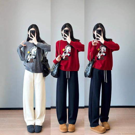 瘦瘦裤！2026一体热岩绒休闲裤显瘦裤立体保暖加绒香蕉卫裤女冬款！ 商品图1