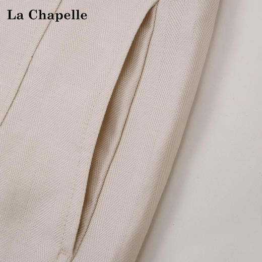 天猫同步【亚麻+莱赛尔】拉夏贝尔/La Chapelle单扣宽裤袢短裤都市通勤休闲短裤高腰直筒显瘦5分裤 商品图2