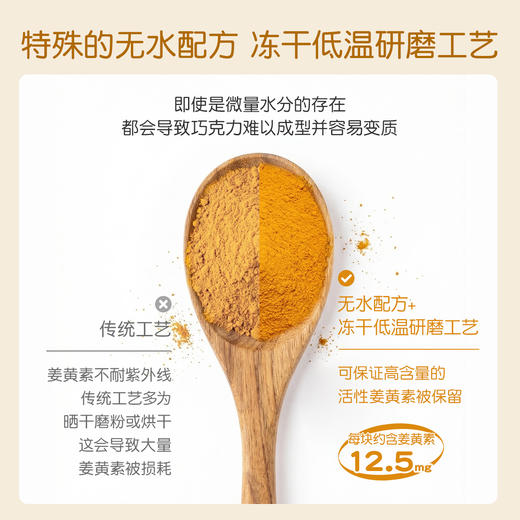 圃氏定律姜黄原生巧克力 高活性含量姜黄 高纯度原生未碱化黑巧 无糖 姜黄素 可可多酚 105g（5g*21片） 商品图3