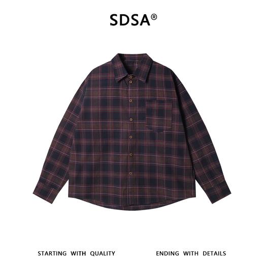 33261SDSA男士秋冬新款痞帅男装韩版简约撞色格纹格子设计长袖衬衫百搭 商品图1