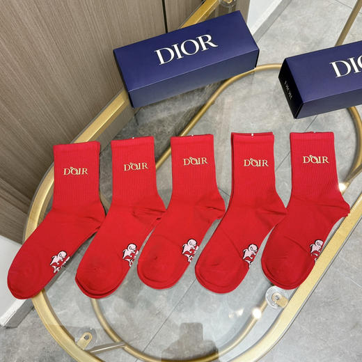 秋冬特惠💰140【一盒五双】迪家袜子 红红火火过年袜 专柜同款字母烫金中长款袜子！ 商品图5