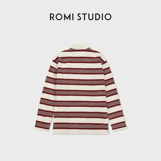 ROMI STUDIO“休闲复古”色织磨毛POLO领宽松长袖T恤 RWDSSE1737 商品图1