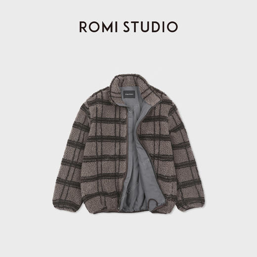 ROMI STUDIO“复古氛围”格纹羊毛针织两面穿摇粒绒外套RWCSWY7341 商品图1