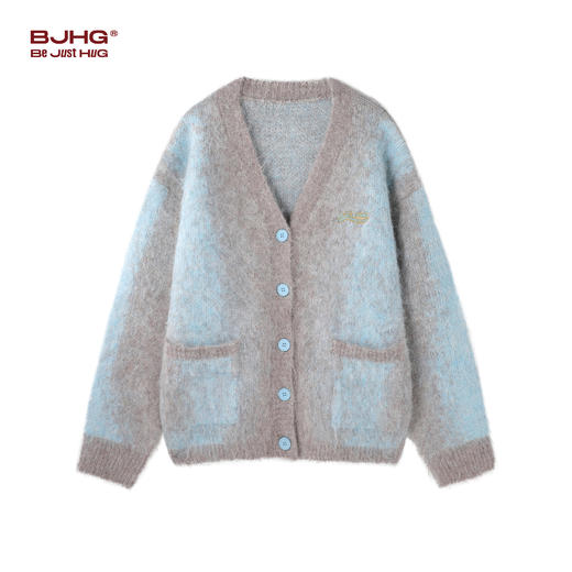 BJHG不计后果V领开衫毛衣男春季 新款情侣混色刺绣内搭上衣外套女 商品图1