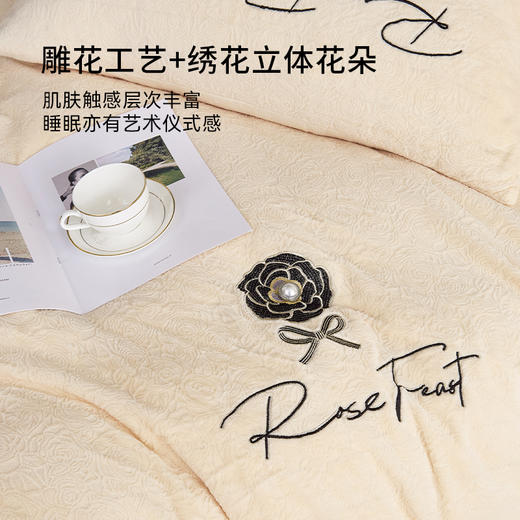 多喜爱 牛奶绒雕花刺绣工艺套件【不起球 不掉毛】【 A类高克重】【柔软舒适 抗静电】香榭魅惑 商品图2