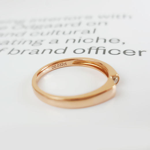 【天然正品】莱绅通灵AU750玫瑰金时尚设计款0.032克拉钻石戒指11号（戒圈可改）191225NJS18特价 商品图6