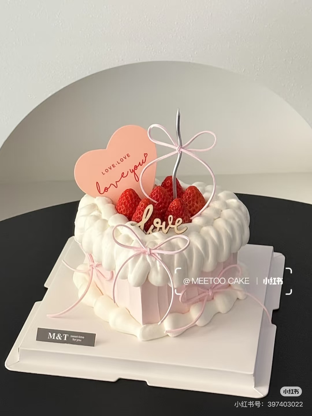 爱心复古草莓蛋糕-低糖处理无添加