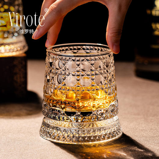 【维罗特创意水晶旋转威士忌酒杯】家用高级感不倒翁啤酒杯 解压洋酒杯  商品图3