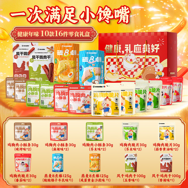 暴肌独角兽新年礼盒包过年货零食包装送礼长辈走亲戚鸡肉干健康