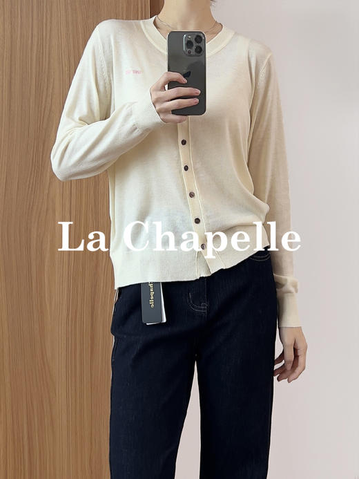 专柜实拍【miu系刺绣针织】拉夏贝尔/La Chapelle温柔有质感！绵羊毛+桑蚕丝柔软舒适开衫毛衣★ 商品图2