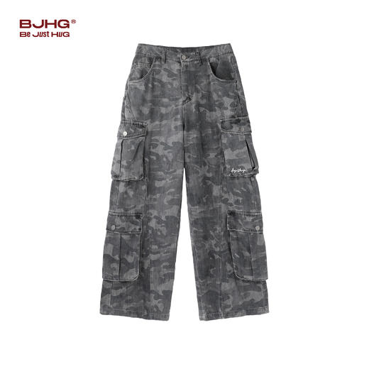 BJHG不计后果做旧迷彩裤子男款新款春季潮牌废土运动阔腿休闲裤女 商品图1