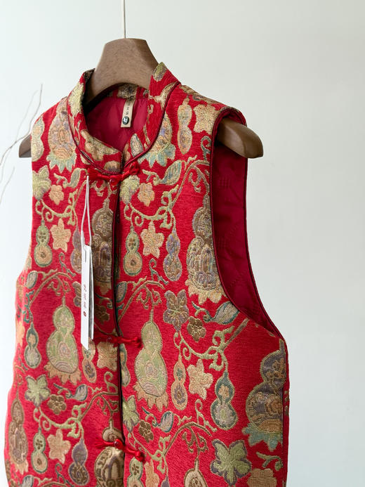 新中式提花包金招财保平安葫芦纹夹棉马甲 商品图12