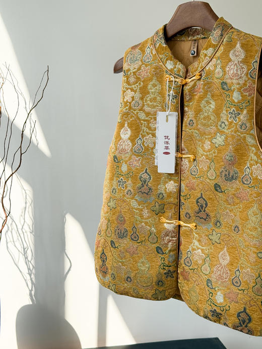 新中式提花包金招财保平安葫芦纹夹棉马甲 商品图14