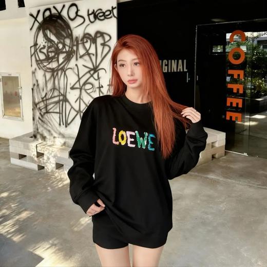 LOE男士彩色字母LOGO拼接刺绣加绒加厚卫衣 商品图0