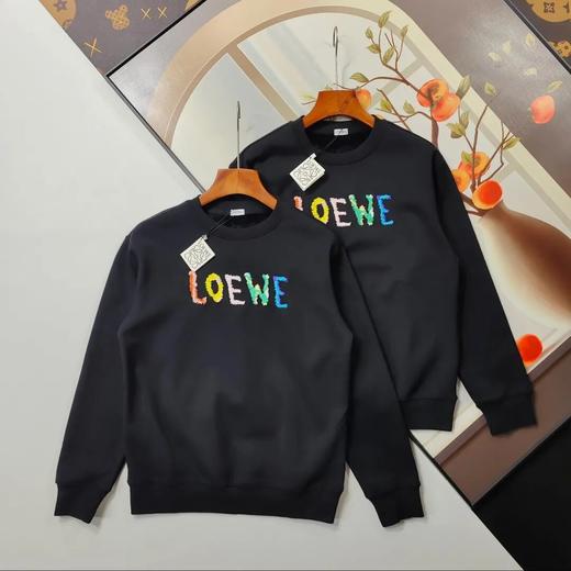 LOE男士彩色字母LOGO拼接刺绣加绒加厚卫衣 商品图1