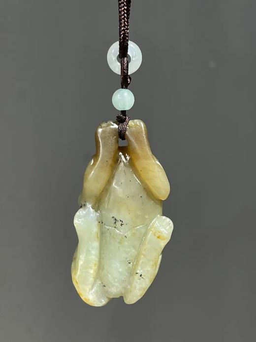 褐沁白玉雕貔貅兽吊坠，顺丰包邮 商品图6