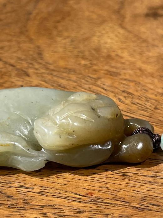 褐沁白玉雕貔貅兽吊坠，顺丰包邮 商品图2