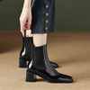 【预售5天】法式方头粗跟马丁靴女短靴加绒切尔西靴拼接针织踝靴NJMK&K306A 商品缩略图2