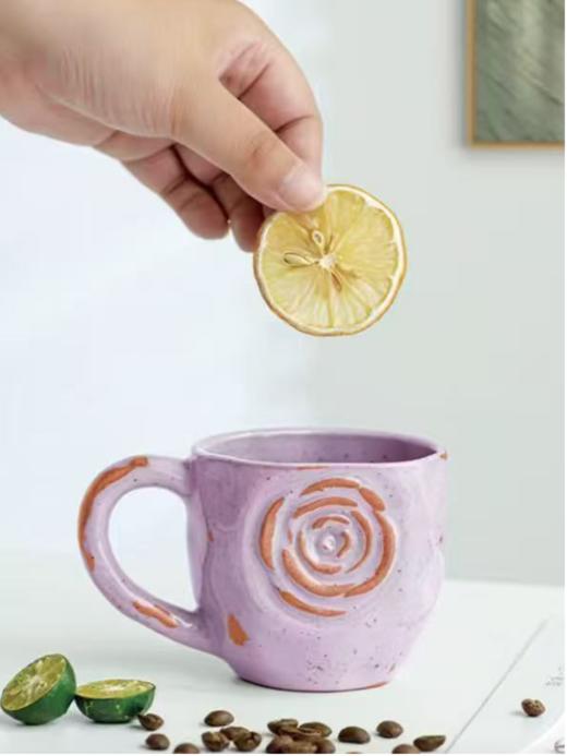 【新品上市】达洛维夫人紫色蔷薇手作陶瓷杯 商品图3