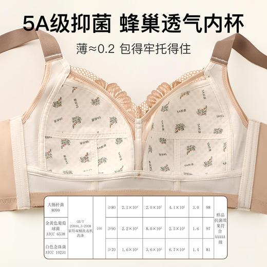D4-【大胸显小抑菌薄款】全罩杯内衣女防下垂收副乳调整型大码文胸罩 花锦疏影 商品图4