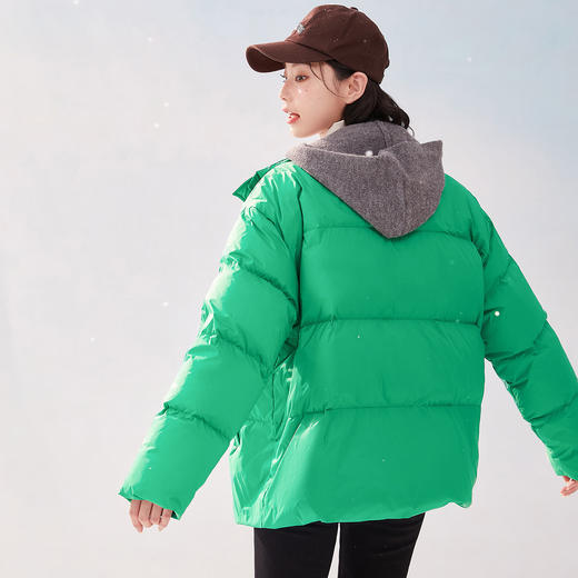 西遇立领羽绒服女2023年冬季新款韩版保暖加厚短款上衣开衫外套12020976 商品图2