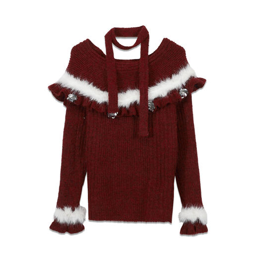 新年毛毛拼接亮片针织毛衣-纪念日百货门店同款168898601 商品图6