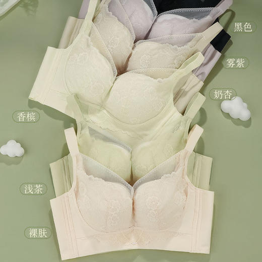 ZYQ-522  小胸显大内衣性感蕾丝网纱透气舒适莫代尔上托收副乳调整型文胸（单件） 商品图0