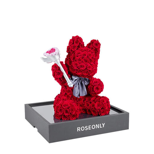 【告白神器】ROSEONLY诺誓 高端定制款 永生玫瑰猫公仔 送爱人女友礼物 商品图2