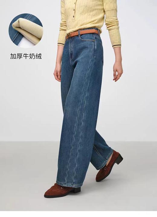 F010901秋季新款复古休闲加厚加绒牛仔裤直筒裤 商品图2