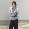 西遇独特花边条纹蓝色衬衫女2026年春季新款韩系chic宽松衬衣SS060070 商品缩略图4