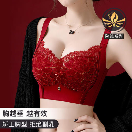 A4-【A-C杯】【院线调整塑型】强聚拢收副乳小胸聚拢防下垂调整型红内衣女文胸 梨花娇雪/烈焰繁花 商品图2