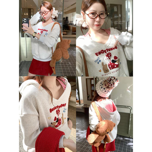 <曾小咸推荐>现货秒杀 ！微信超特价！v拼接连帽加绒卫衣 日常219.99 立减120 秒杀99.99！！ 商品图4