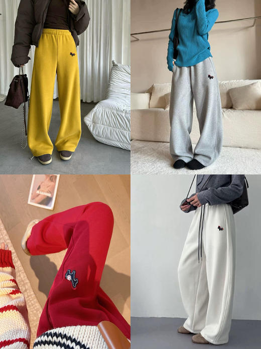 时髦精镰刀型加绒发财阔腿卫裤收口直筒两穿 商品图14