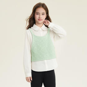 笛莎Deesha 童装女童套装2026春新款甜美衬衫马甲两件套装叠穿