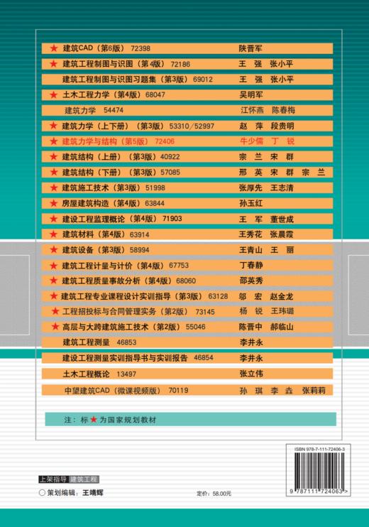 官网 建筑力学与结构第5版 牛少儒 教材 9787111724063 机械工业出版社 商品图2