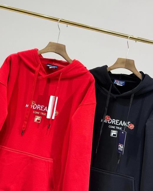 F010917新年红系列-马上生花海棠花银连帽卫衣男女同款 商品图4